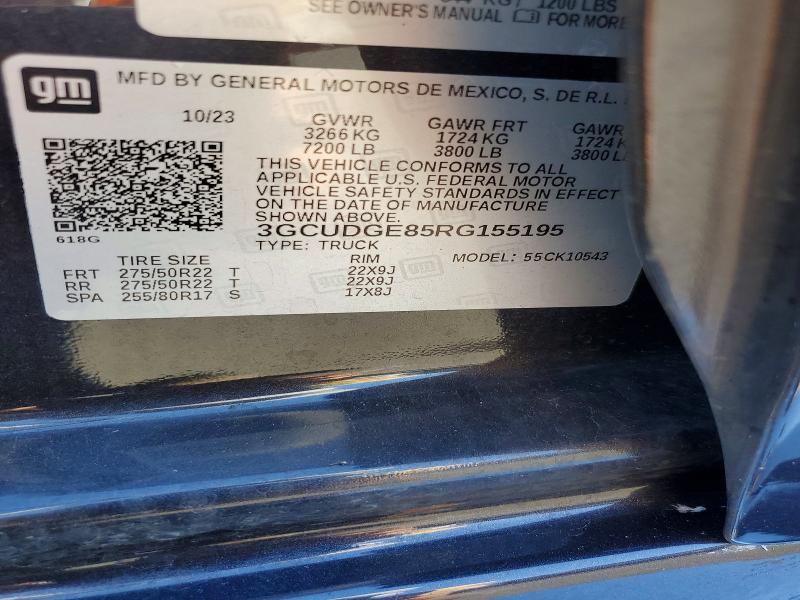 57421956 :رقم المزاد ، 3GCUDGE85RG155195 vin ، 2024 Chevrolet Silverado مزاد بيع