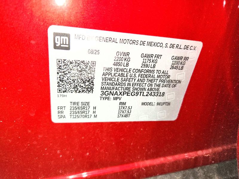Продажа на аукционе авто 2026 Chevrolet Equinox, vin: 3GNAXPEG9TL243318, номер лота: 56025546