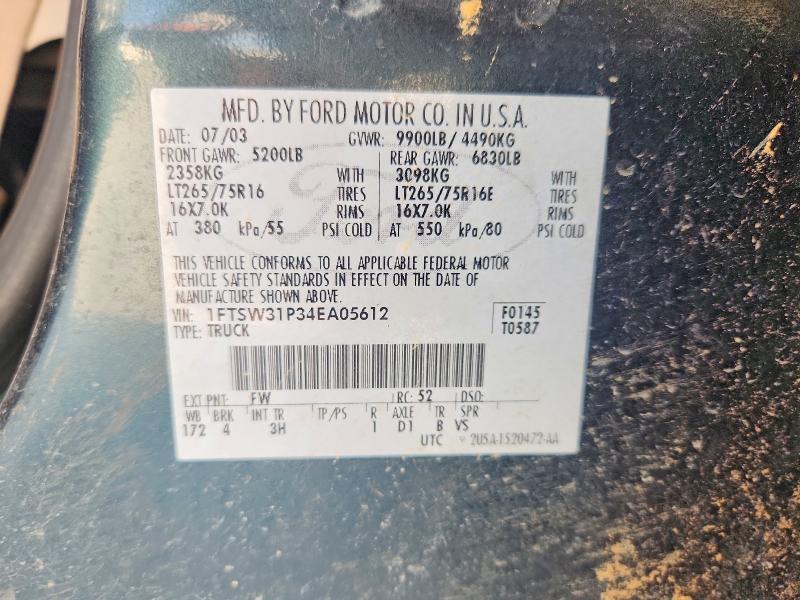 Aukcja sprzedaży 2004 Ford F350, vin: 1FTSW31P34EA05612, numer aukcji: 78071945