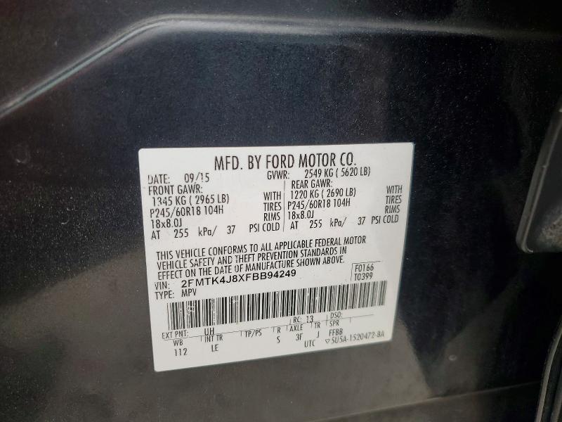 Aukcja sprzedaży 2015 Ford Edge, vin: 2FMTK4J8XFBB94249, numer aukcji: 58266626