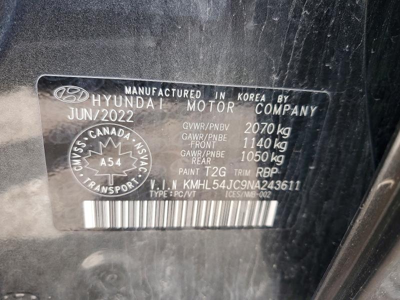 2022 Hyundai Sonata მანქანა იყიდება აუქციონზე, vin: KMHL54JC9NA243611, აუქციონის ნომერი: 56676366