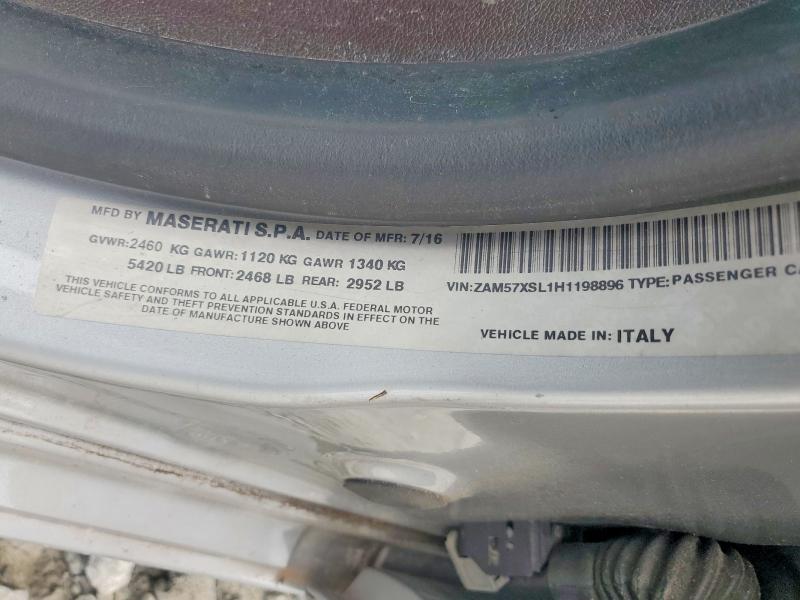 2017 Maserati Ghibli მანქანა იყიდება აუქციონზე, vin: ZAM57XSL1H1198896, აუქციონის ნომერი: 56359826