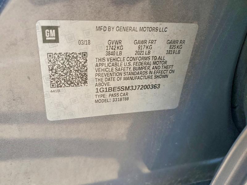Продажа на аукционе авто 2018 Chevrolet Cruze, vin: 1G1BE5SM3J7200363, номер лота: 54981056