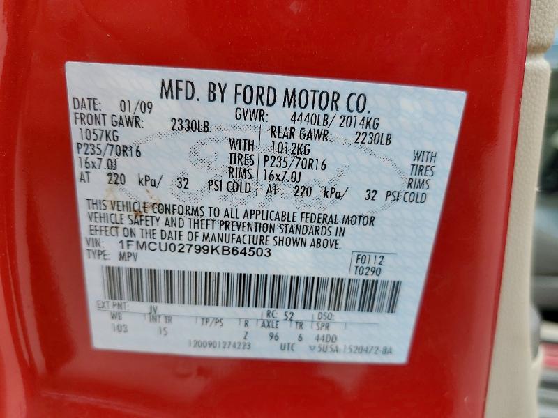 Продажа на аукционе авто 2009 Ford Escape, vin: 1FMCU02799KB64503, номер лота: 56857796