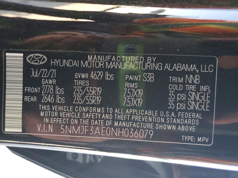 57601066 :رقم المزاد ، 5NMJF3AE0NH036079 vin ، 2022 Hyundai Tucson مزاد بيع