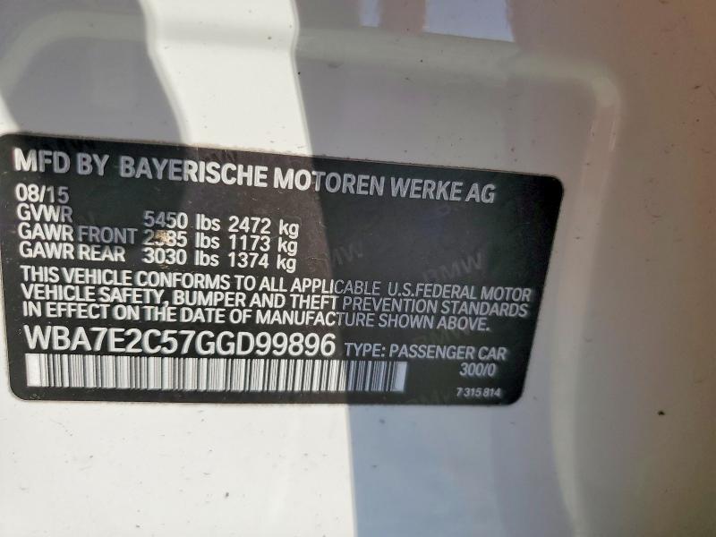 2016 Bmw 740 მანქანა იყიდება აუქციონზე, vin: WBA7E2C57GGD99896, აუქციონის ნომერი: 56065886