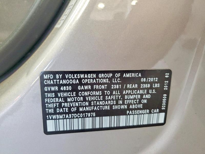 Продаж на аукціоні авто 2013 Volkswagen Passat, vin: 1VWBM7A37DC017975, номер лоту: 56917136