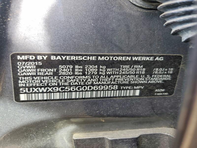 Aukcja sprzedaży 2016 Bmw X3, vin: 5UXWX9C56G0D69958, numer aukcji: 58075486
