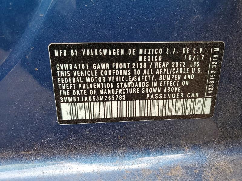 2018 Volkswagen Golf მანქანა იყიდება აუქციონზე, vin: 3VWB17AU5JM265783, აუქციონის ნომერი: 56990006