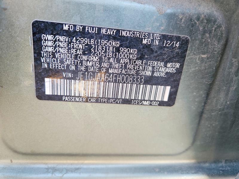 56808826 :رقم المزاد ، JF1GJAA64FH008333 vin ، 2015 Subaru Impreza مزاد بيع
