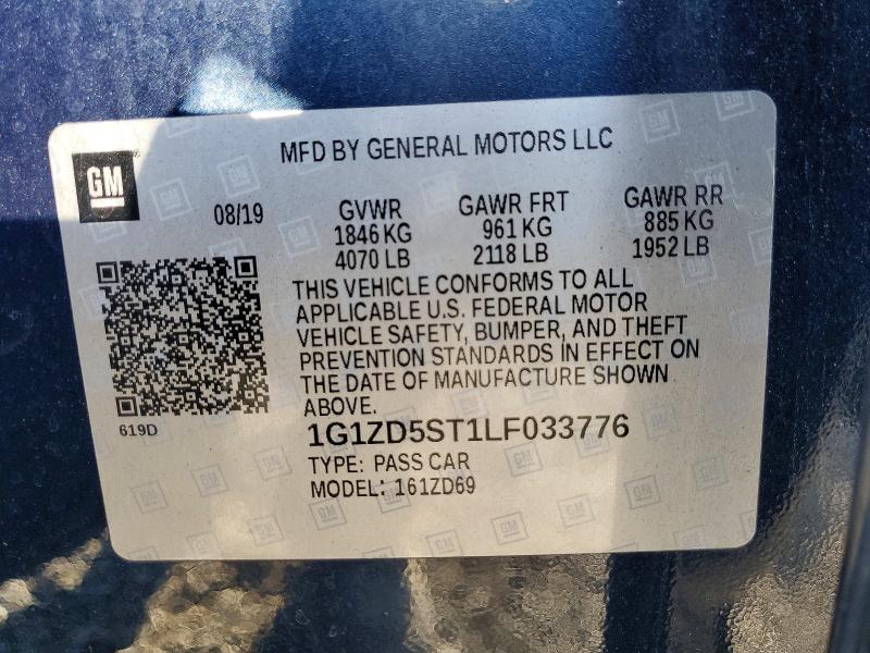 Aukcja sprzedaży 2020 Chevrolet Malibu, vin: 1G1ZD5ST1LF033776, numer aukcji: 56827736
