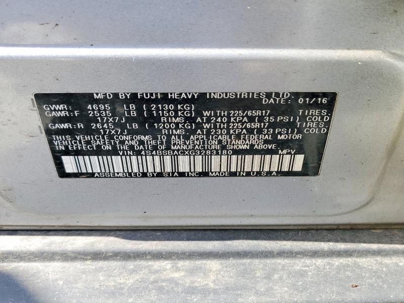 57311056 :رقم المزاد ، 4S4BSBACXG3283180 vin ، 2016 Subaru Outback مزاد بيع