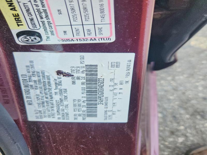 Продаж на аукціоні авто 2012 Ford Fusion, vin: 3FAHP0JG0CR405022, номер лоту: 57713756