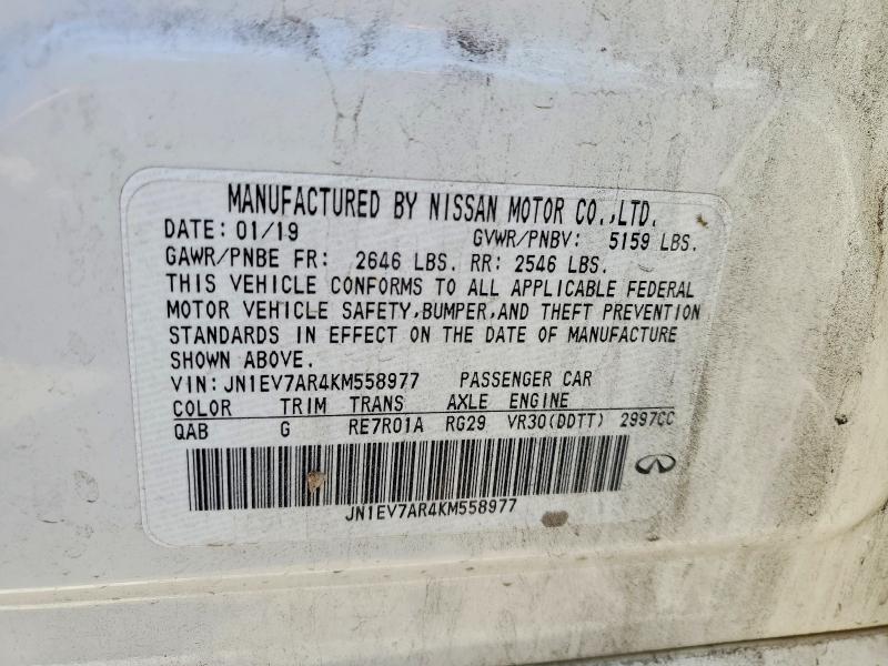 58390676 :رقم المزاد ، JN1EV7AR4KM558977 vin ، 2019 Infiniti Q50 مزاد بيع