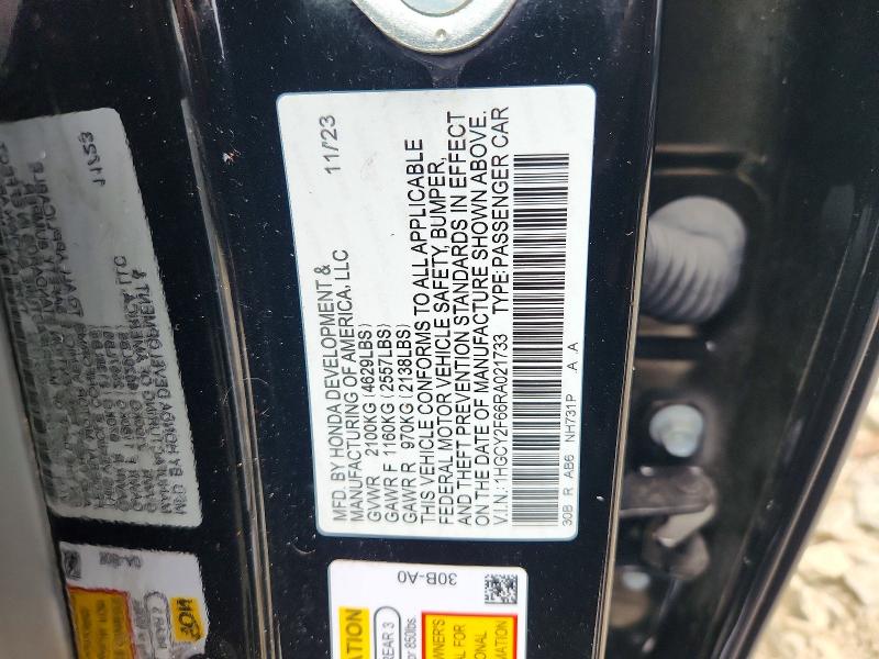 Продаж на аукціоні авто 2024 Honda Accord, vin: 1HGCY2F66RA021733, номер лоту: 58282986