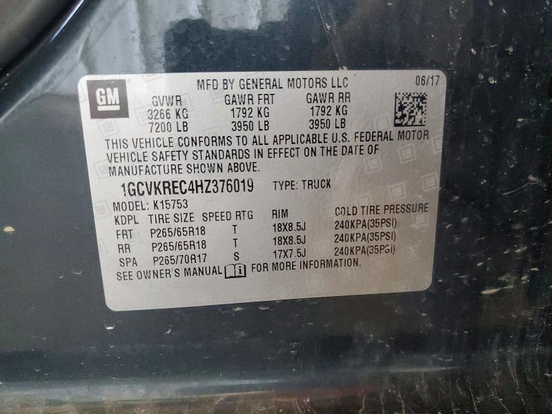 Aukcja sprzedaży 2017 Chevrolet Silverado, vin: 1GCVKREC4HZ376019, numer aukcji: 56969166