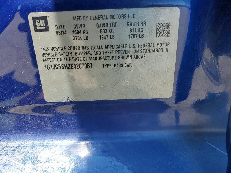85969895 :رقم المزاد ، 1G1JC5SH2E4207087 vin ، 2014 Chevrolet Sonic مزاد بيع