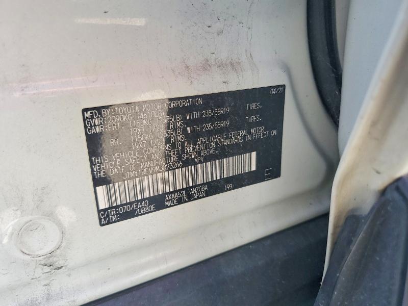 56874416 :رقم المزاد ، JTMY1RFV9MJ023266 vin ، 2021 Toyota Rav4 مزاد بيع