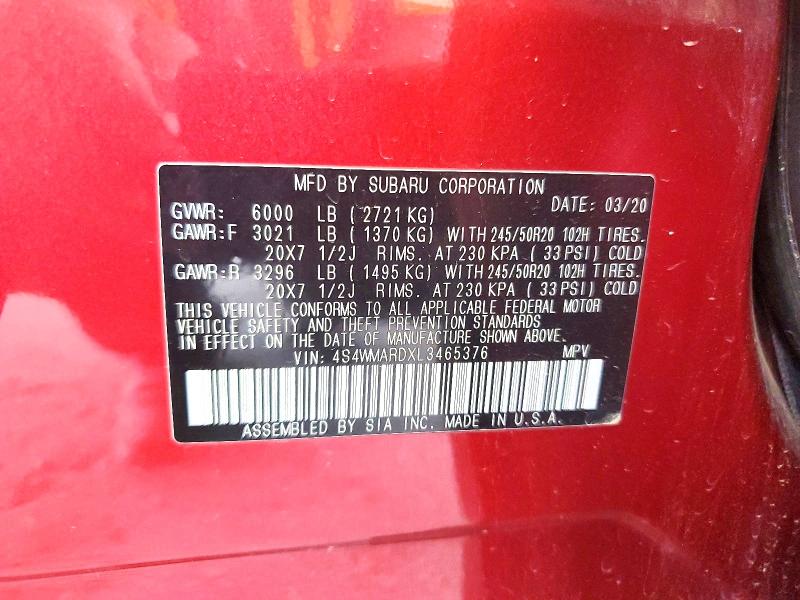 Продаж на аукціоні авто 2020 Subaru Ascent Limited W/8-p, vin: 4S4WMARDXL3465376, номер лоту: 85790745