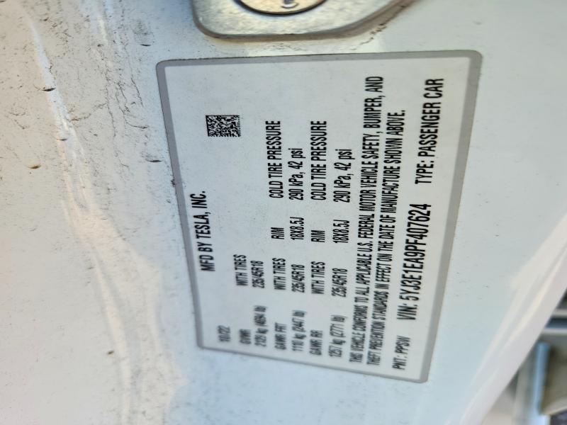 Продаж на аукціоні авто 2023 Tesla Model 3, vin: 5YJ3E1EA9PF407624, номер лоту: 57380206