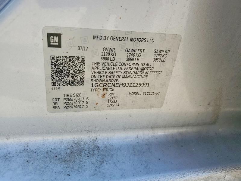 2018 Chevrolet Silverado მანქანა იყიდება აუქციონზე, vin: 1GCRCNEH9JZ125991, აუქციონის ნომერი: 53018646