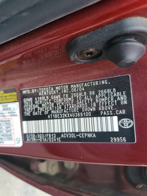 Aukcja sprzedaży 2004 Toyota Camry, vin: 4T1BE32KX4U369100, numer aukcji: 55975596