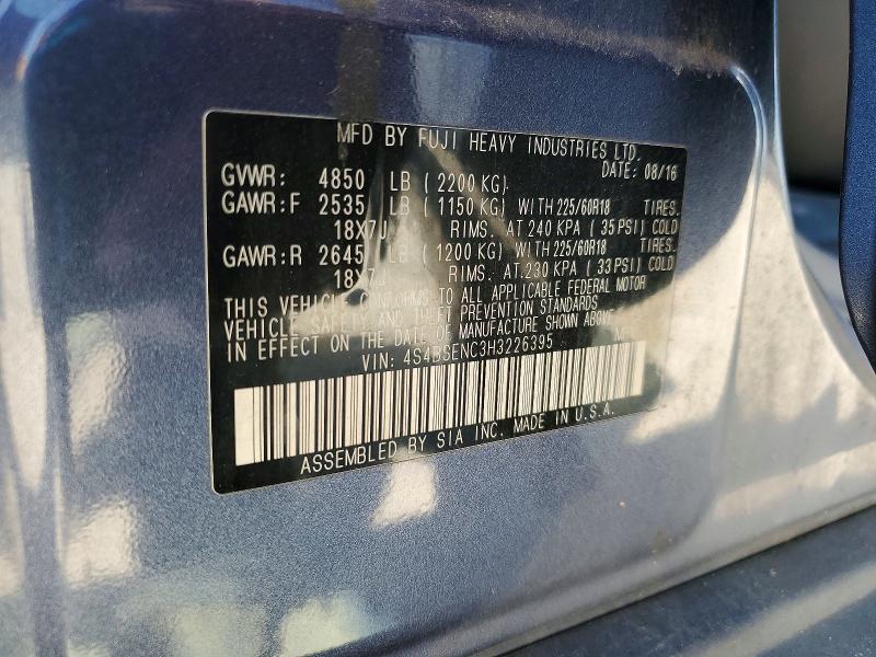 Aukcja sprzedaży 2017 Subaru Outback, vin: 4S4BSENC3H3226395, numer aukcji: 59271786