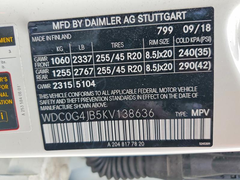 Продажа на аукционе авто 2019 Mercedes-benz Glc, vin: WDC0G4JB5KV138636, номер лота: 58260736