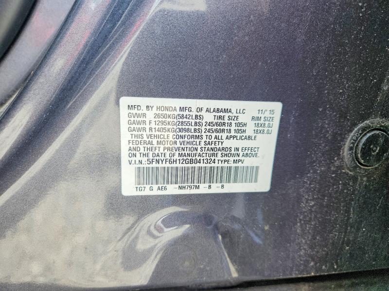 Aukcja sprzedaży 2016 Honda Pilot, vin: 5FNYF6H12GB041324, numer aukcji: 57574956