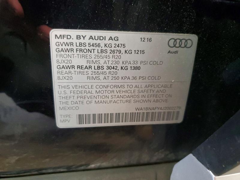 56501996 :رقم المزاد ، WA1BNAFY4J2002279 vin ، 2018 Audi Q5 مزاد بيع