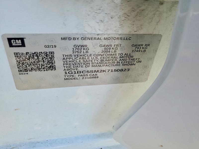 Aukcja sprzedaży 2019 Chevrolet Cruze, vin: 1G1BC5SM2K7150823, numer aukcji: 56949496