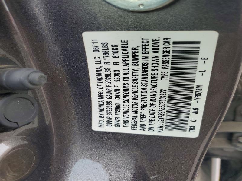 Aukcja sprzedaży 2012 Honda Civic, vin: 19XFB2F88CE004922, numer aukcji: 57747886