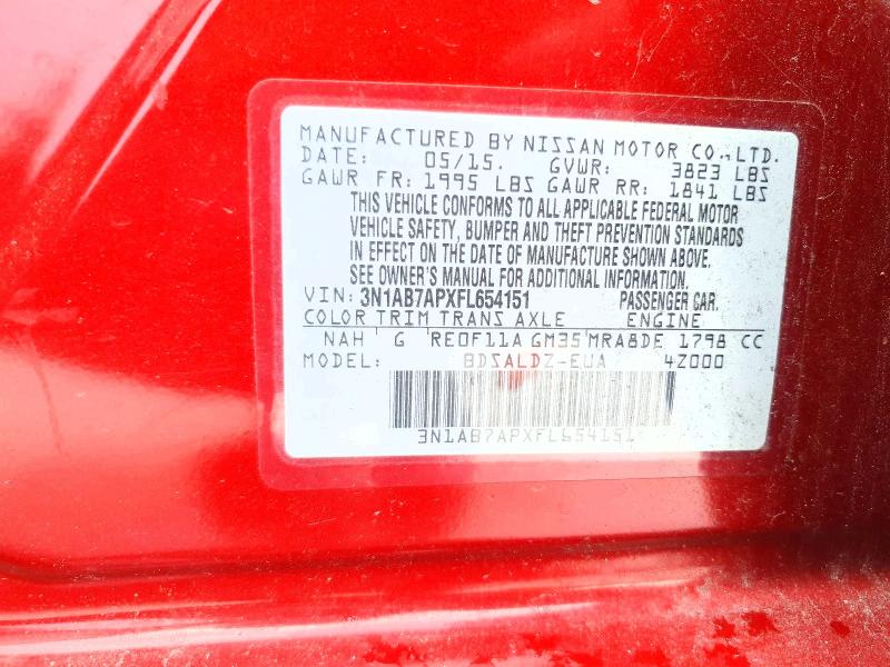 Продажа на аукционе авто 2015 Nissan Sentra, vin: 3N1AB7APXFL654151, номер лота: 57855206