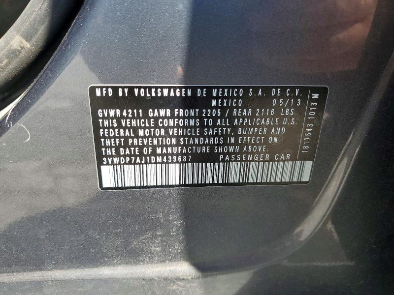 Aukcja sprzedaży 2013 Volkswagen Jetta, vin: 3VWDP7AJ1DM439687, numer aukcji: 56999676