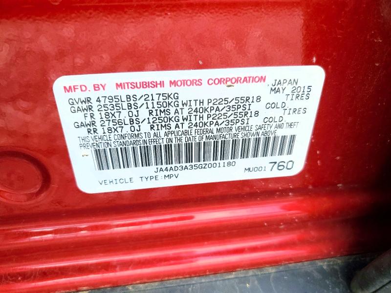 2016 Mitsubishi Outlander მანქანა იყიდება აუქციონზე, vin: JA4AD3A35GZ001180, აუქციონის ნომერი: 59109136