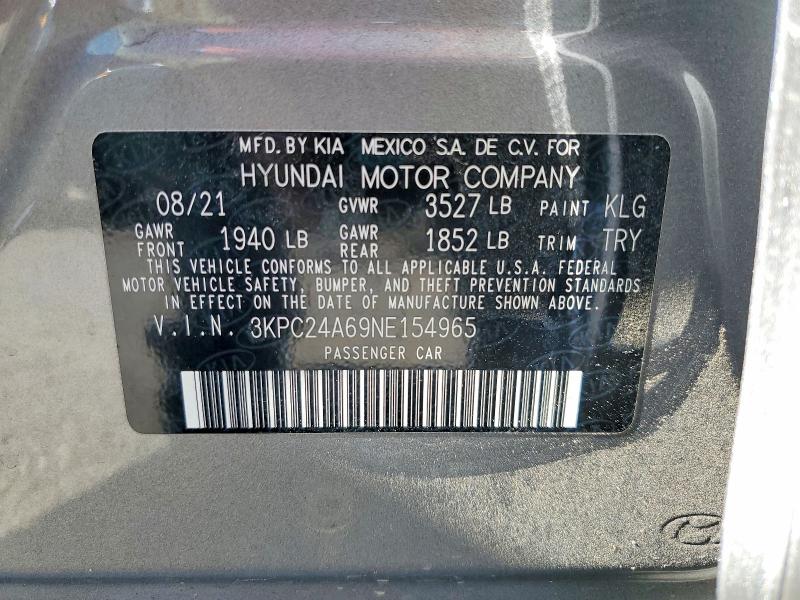 Aukcja sprzedaży 2022 Hyundai Accent, vin: 3KPC24A69NE154965, numer aukcji: 56714216