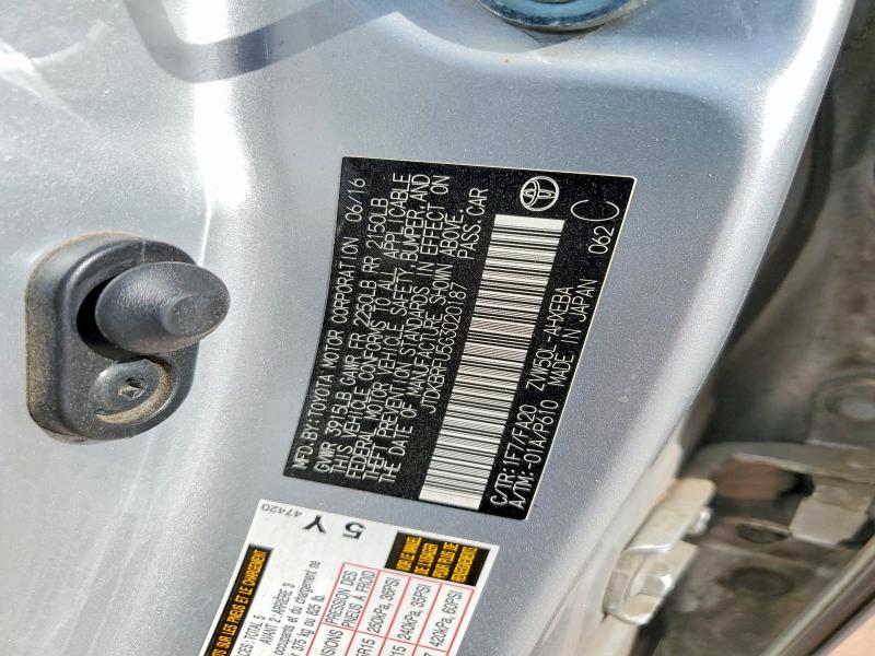 Продаж на аукціоні авто 2016 Toyota Prius, vin: JTDKBRFU5G3020187, номер лоту: 55988026