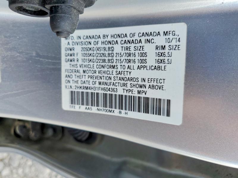 Продаж на аукціоні авто 2015 Honda Cr-v, vin: 2HKRM4H31FH604363, номер лоту: 54967126