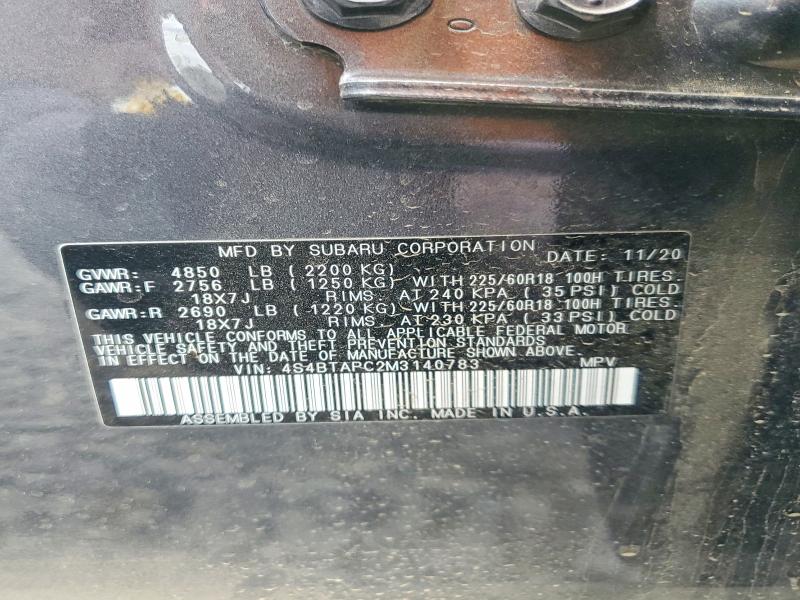 Продажа на аукционе авто 2021 Subaru Outback, vin: 4S4BTAPC2M3140783, номер лота: 56126156