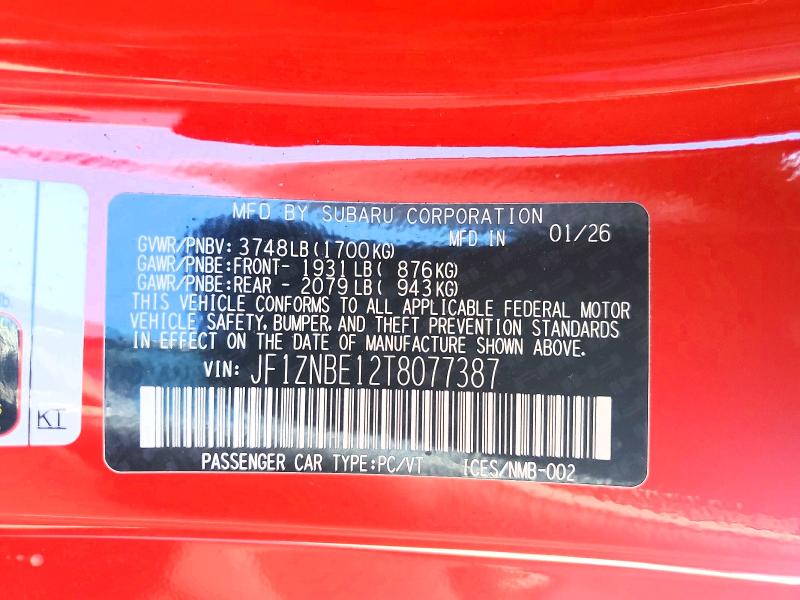 2026 Toyota Gr 86 მანქანა იყიდება აუქციონზე, vin: JF1ZNBE12T8077387, აუქციონის ნომერი: 58187596
