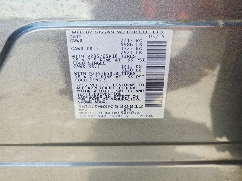 Aukcja sprzedaży 2015 Infiniti Qx60, vin: 5N1AL0MM8FC530812, numer aukcji: 55639656