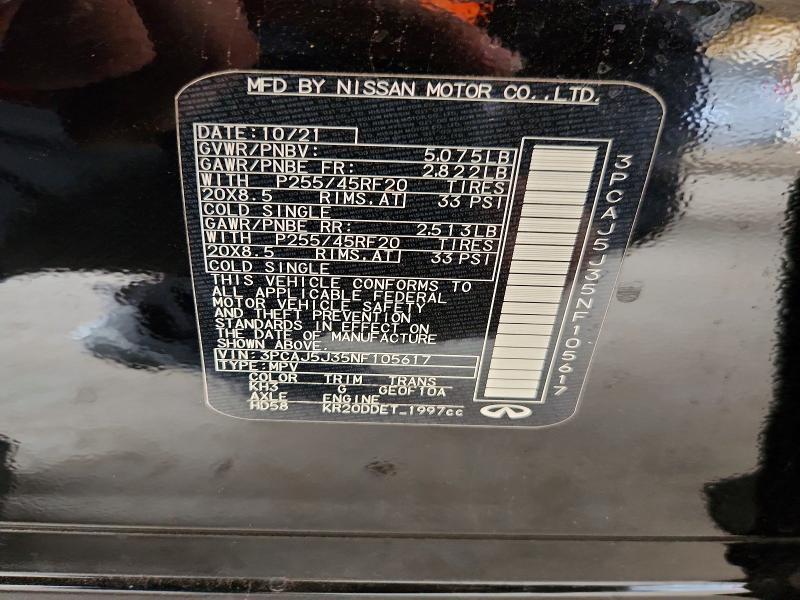 Продаж на аукціоні авто 2022 Infiniti Qx55, vin: 3PCAJ5J35NF105617, номер лоту: 58814366