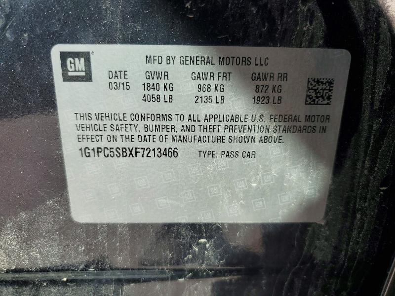 Aukcja sprzedaży 2015 Chevrolet Cruze, vin: 1G1PC5SBXF7213466, numer aukcji: 58108096