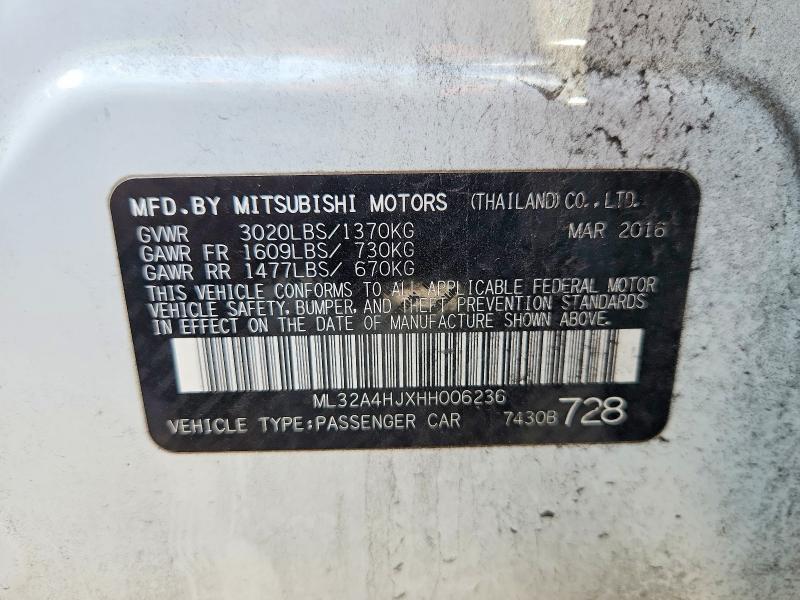 Aukcja sprzedaży 2017 Mitsubishi Mirage, vin: ML32A4HJXHH006236, numer aukcji: 57341406