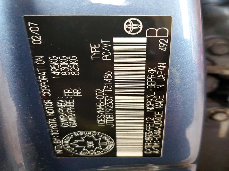 Продажа на аукционе авто 2007 Toyota Yaris, vin: JTDBT923371131486, номер лота: 59145996