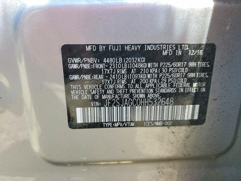 Aukcja sprzedaży 2017 Subaru Forester, vin: JF2SJAGC0HH532648, numer aukcji: 55782856