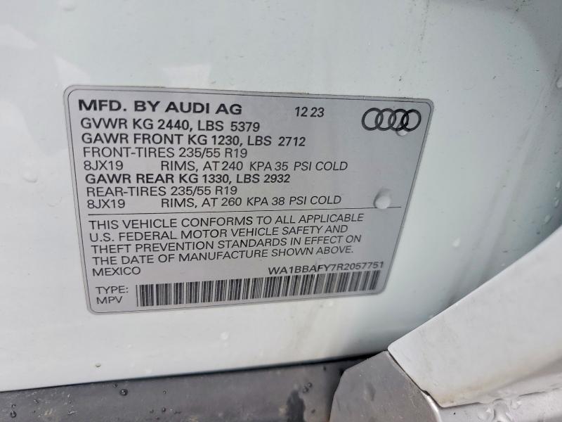 Aukcja sprzedaży 2024 Audi Q5, vin: WA1BBAFY7R2057751, numer aukcji: 58388386