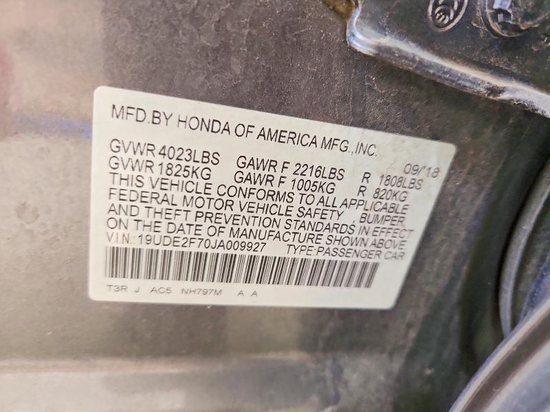 Aukcja sprzedaży 2018 Acura Ilx, vin: 19UDE2F70JA009927, numer aukcji: 58764096