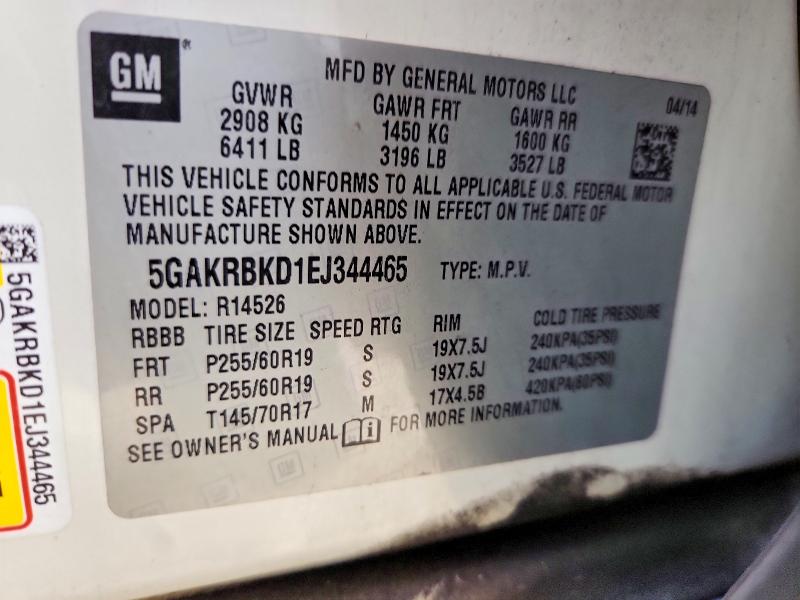 Aukcja sprzedaży 2014 Buick Enclave, vin: 5GAKRBKD1EJ344465, numer aukcji: 56164716