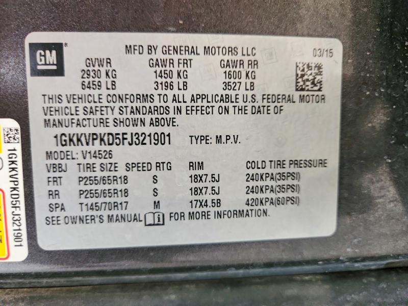 Продажа на аукционе авто 2015 Gmc Acadia, vin: 1GKKVPKD5FJ321901, номер лота: 58080086